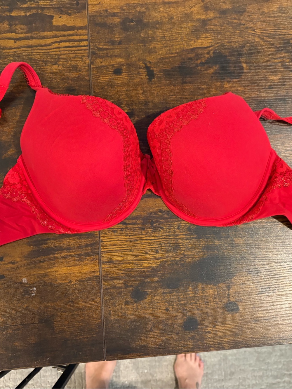 Victoria's Secret Red Lace-Trim Push-Up Bra